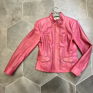 Like new. Flawless berry leather jacket by Banana Republic Size S.